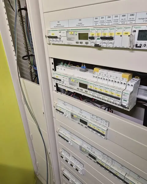 Tableau électrique modulaire d'une maison, avec horloges et contacteurs